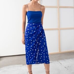 & Other Stories Satin Knot Tie Midi Wrap Skirt, size 4